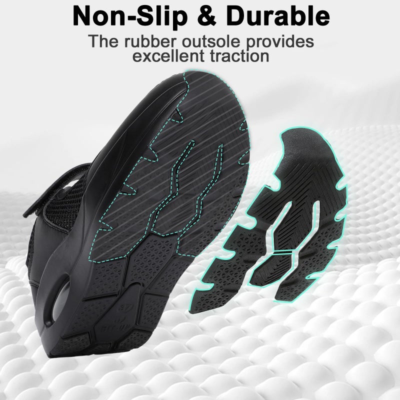 Git-up Women's Arch Support Walking Shoes, Breathable Wide Toe Box Nursing Work Shoes for Plantar Fasciitis, Comfortable Non Slip Orthopedic Sneakers for Flat feet B-Black - Image 3
